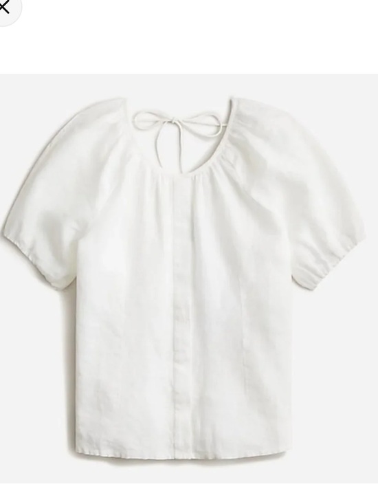 J. Crew Tops - J. Crew White Puff-Sleeve Tie-Neck Blouse